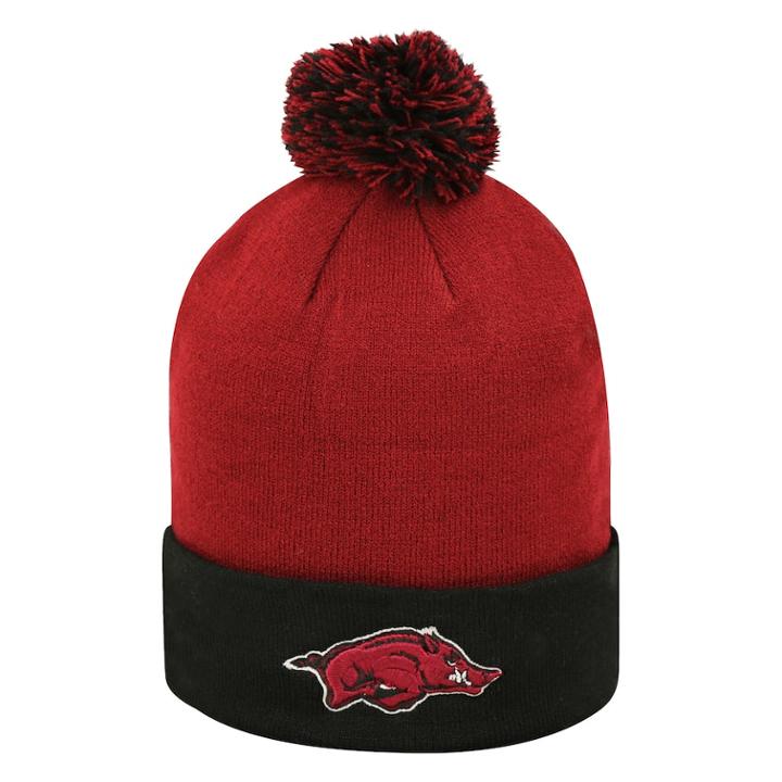 Adult Top Of The Wold Arkansas Razorbacks Knit Pom Pom Hat, Men's, Med Red