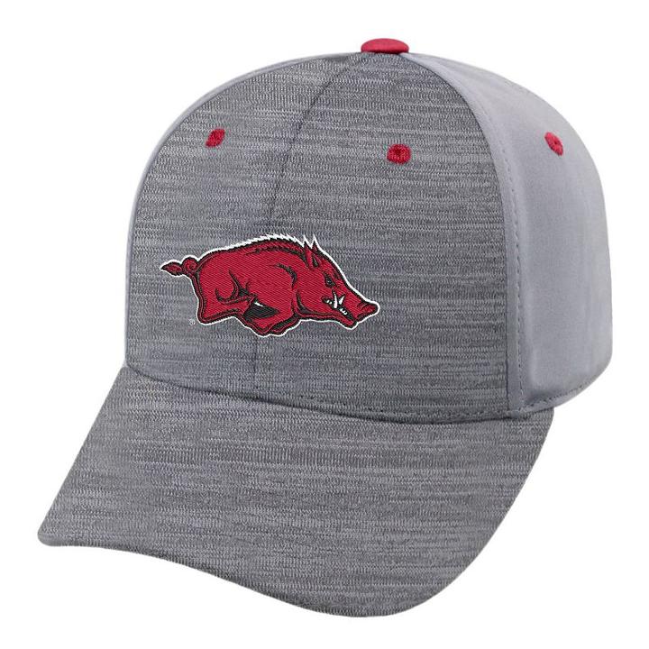 Adult Arkansas Razorbacks Steam Performance Adjustable Cap, Men's, Med Grey