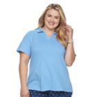 Plus Size Croft & Barrow&reg; Johnny Collar Polo, Women's, Size: 2xl, Light Blue