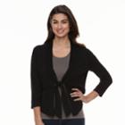 Women's Nina Leonard Tie-front Bolero, Size: Large, Black