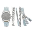 Women's Studded Watch & Bracelet Set, Size: Medium, Blue