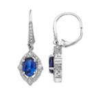 Sterling Silver Lab-created Blue & White Sapphire Drop Earrings, Women's