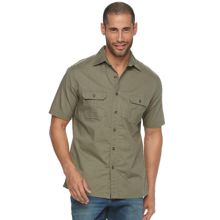 Men's Croft & Barrow&reg; Classic-fit Crosshatch Button-down Shirt, Size: Large, Lt Green