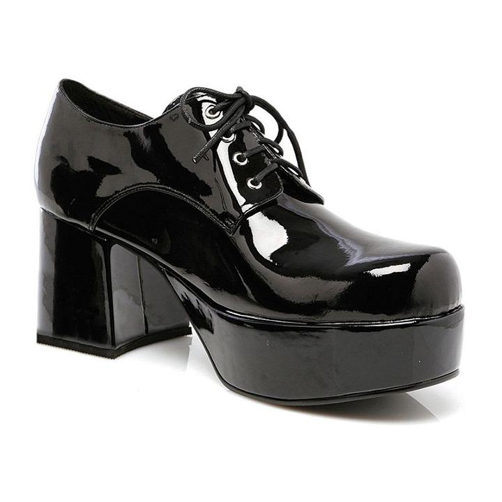 Adult Shiny Platform Costume Shoes, Size: 8-9, Black
