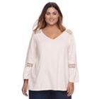 Plus Size Sonoma Goods For Life&trade; Textured Lace Peasant Top, Women's, Size: 3xl, Natural