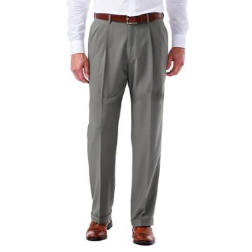 Men's Haggar Eclo Glen Plaid Classic-fit Pleated Dress Pants, Size: 36x30, Med Grey