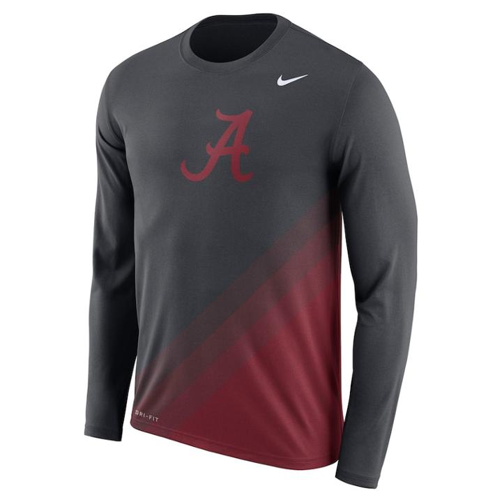 Men's Nike Alabama Crimson Tide Dri-fit Legend Sideline Tee, Size: Medium, Grey (anthracite)
