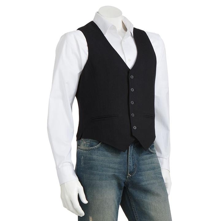 Big & Tall Apt. 9&reg; Herringbone Vest, Men's, Size: 2xb, Black