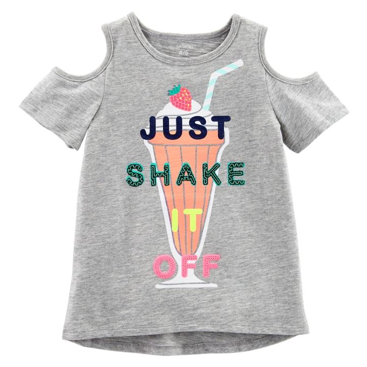 Girls 4-8 Carter's Just Shake It Off Graphic Cold-shoulder Tee, Size: 6-6x, Grey