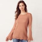 Women's Lc Lauren Conrad Pointelle Crewneck Sweater, Size: Small, Brown