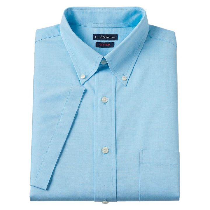 Men's Croft & Barrow&reg; Fitted Button-down Collar Dress Shirt, Size: Xxl18.5-19, Turquoise/blue (turq/aqua)