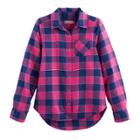 Girls 7-16 & Plus Size So&reg; Button-down Metallic Plaid Shirt, Size: 20 1/2, Dark Pink