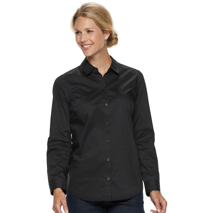 Women's Croft & Barrow&reg; Easy Care Shirt, Size: Large, Black
