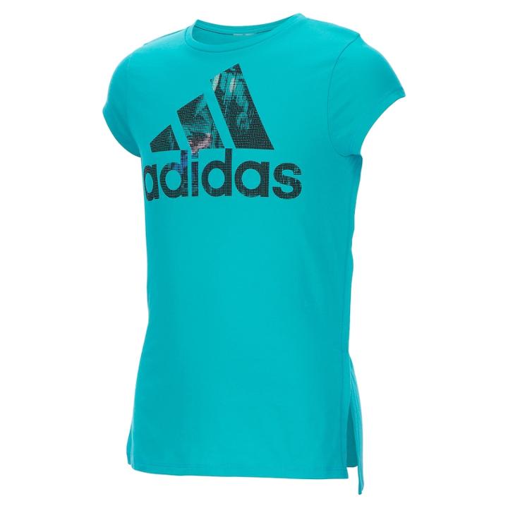 Girls 4-6x Adidas High-low Hem Graphic Tee, Size: 4, Turquoise/blue (turq/aqua)