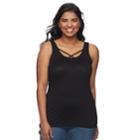 Juniors Plus Size So&reg;crisscross Tank, Teens, Size: 2xl, Black