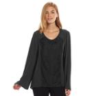 Ab Studio Mixed-media Lace Crepe Top - Women's, Size: Xlrg Av/rg, Black