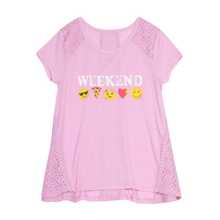 Girls 7-16 & Plus Size Harper & Elliott Lace Back High-low Hem Graphic Tee, Size: Small, Lt Purple