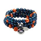 Denver Broncos Dyed Freshwater Cultured Pearl Team Logo Charm Stretch Bracelet Set, Women's, Blue