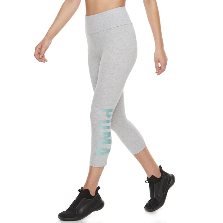 Women's Puma Athletic High-waisted Capri Leggings, Size: Large, Grey