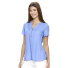 Women's Apt. 9&reg; Zipper-neck Crepe Top, Size: Medium, Blue (navy)