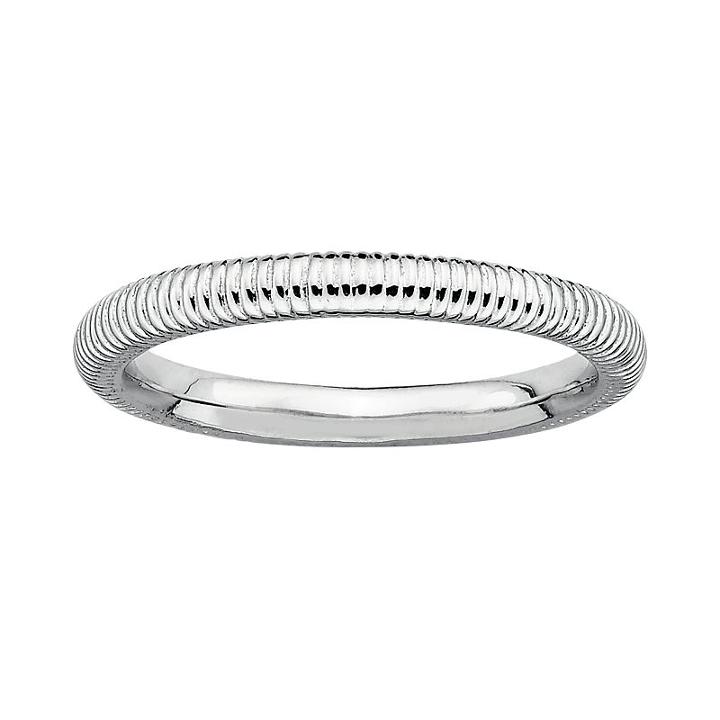 Stacks And Stones Sterling Silver Ribbed Stack Ring, Women's, Size: 7, Grey