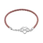 Crystal Sterling Silver Infinity Heart Link Woven Leather Bracelet, Women's, Size: 7.5, White