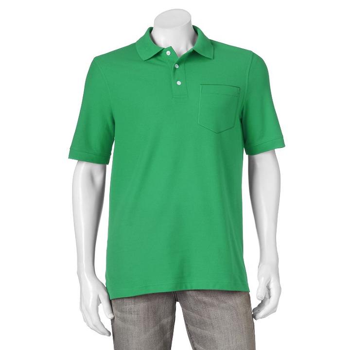 Men's Croft & Barrow&reg; Performance Pocket Pique Polo, Size: Medium, Med Green