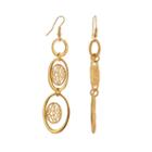 Elegante 18k Gold Over Brass Filigree Disc Linear Drop Earrings, Women's, Yellow