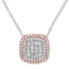 Stella Grace Two Tone Sterling Silver 1/2 Carat T.w. Diamond Square Halo Pendant, Women's, Size: 18, White