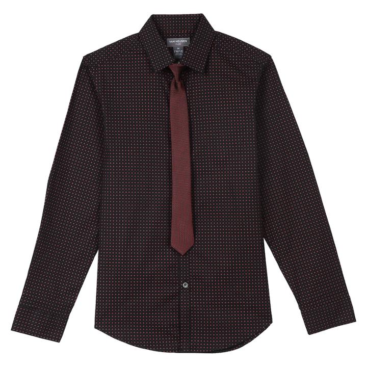 Boys 8-20 Van Heusen Star Shirt & Tie Set, Size: S 8, Black