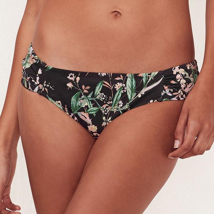 Women's Lc Lauren Conrad Beach Shop Ruched Bikini Bottoms, Size: Large, Black
