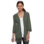 Petite Sonoma Goods For Life&trade; Pointelle Fringe-hem Cardigan, Women's, Size: M Petite, Green