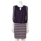 Women's Perceptions Chevron Blouson Dress, Size: 18, Drk Purple