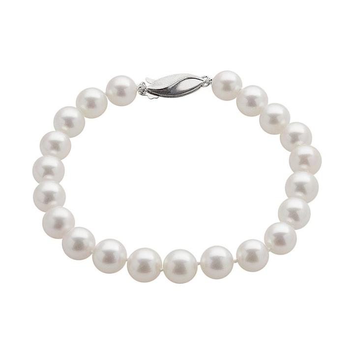 18k White Gold Aa Akoya Cultured Pearl Bracelet (7-7.5 Mm), Women's, Size: 7