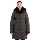 Women's Noize Faux-fur Hood Long Puffer Jacket, Size: Large, Green