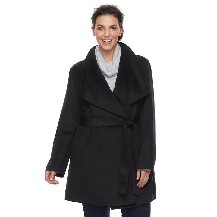 Plus Size Apt. 9&reg; Draped Collar Coat, Women's, Size: 1xl, Black