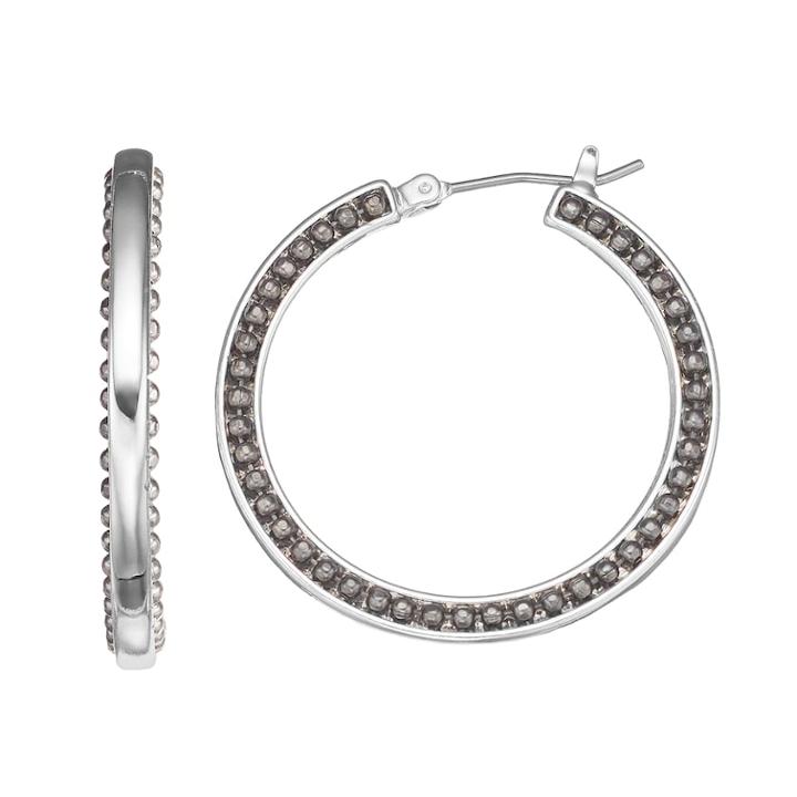 Dana Buchman Jet Beaded Hoop Earrings, Women's, Multicolor