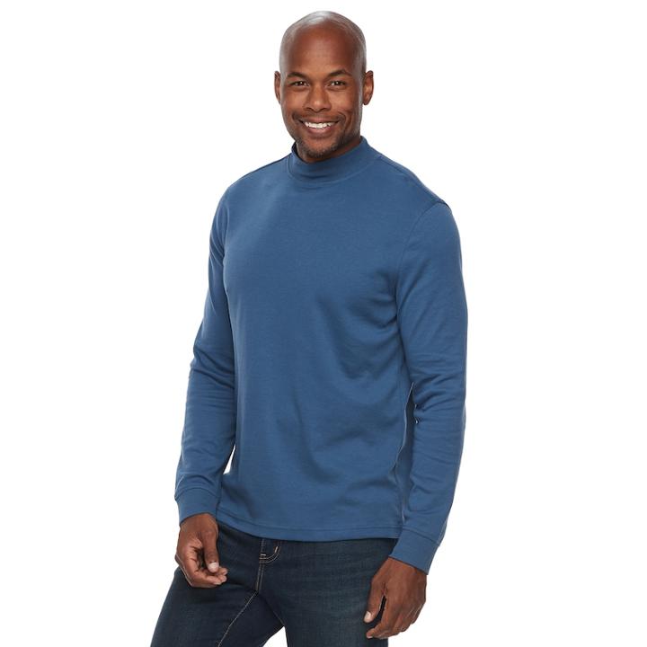Men's Croft & Barrow&reg; Classic-fit Easy-care Mockneck Pullover, Size: Large, Dark Blue