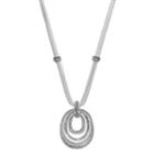 Napier Textured Oval Orbital Pendant Necklace, Women's, Silver
