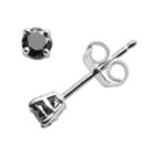 Sterling Silver 1/4-ct. T.w. Black Round-cut Diamond Stud Earrings, Women's