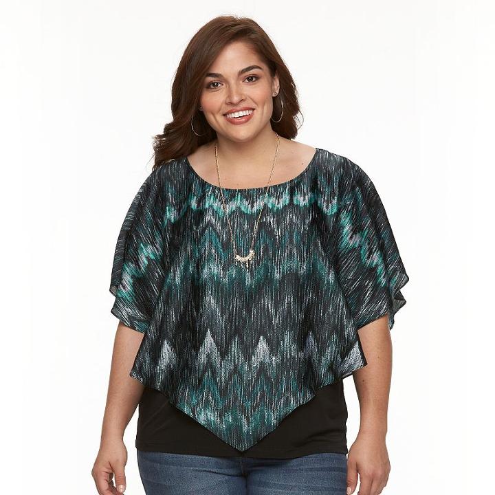 Plus Size Ab Studio Snakeskin Popover Necklace Top, Women's, Size: 1xl, Ovrfl Oth