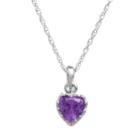 Tiara Sterling Silver Amethyst Heart Crown Pendant, Women's, Size: 18, Purple