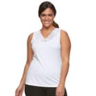 Plus Size Cuddl Duds Softech Lace V-neck Tank, Women's, Size: 1xl, White