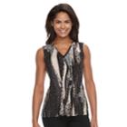 Women's Dana Buchman Pleated V-neck Tank, Size: Medium, Dark Beige