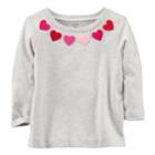Girls 4-8 Carter's Felt Heart Neckline Top, Size: 7, Grey