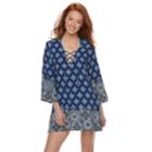 Women's Portocruz Medallion Lace-up Cover-up, Size: Medium, Med Blue