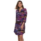 Women's Dana Buchman Print Henley Shirt Dress, Size: Small, Med Purple