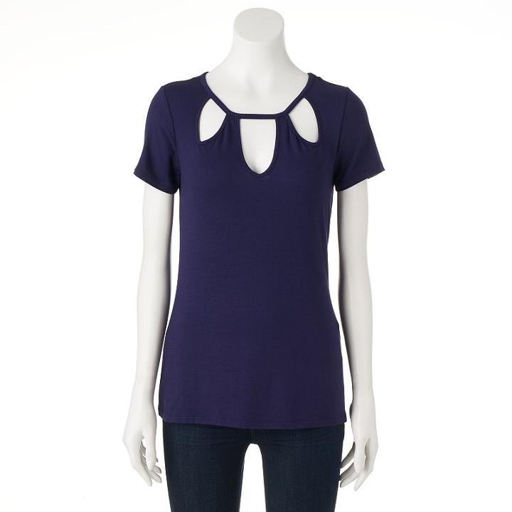 Women's Jennifer Lopez Cutout Tee, Size: Xs, Blue (navy)
