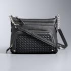 Simply Vera Vera Wang Easton Basket Weave Crossbody Bag, Women's, Black