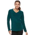 Women's Tek Gear&reg; Microfleece V-neck Tee, Size: Small, Dark Blue